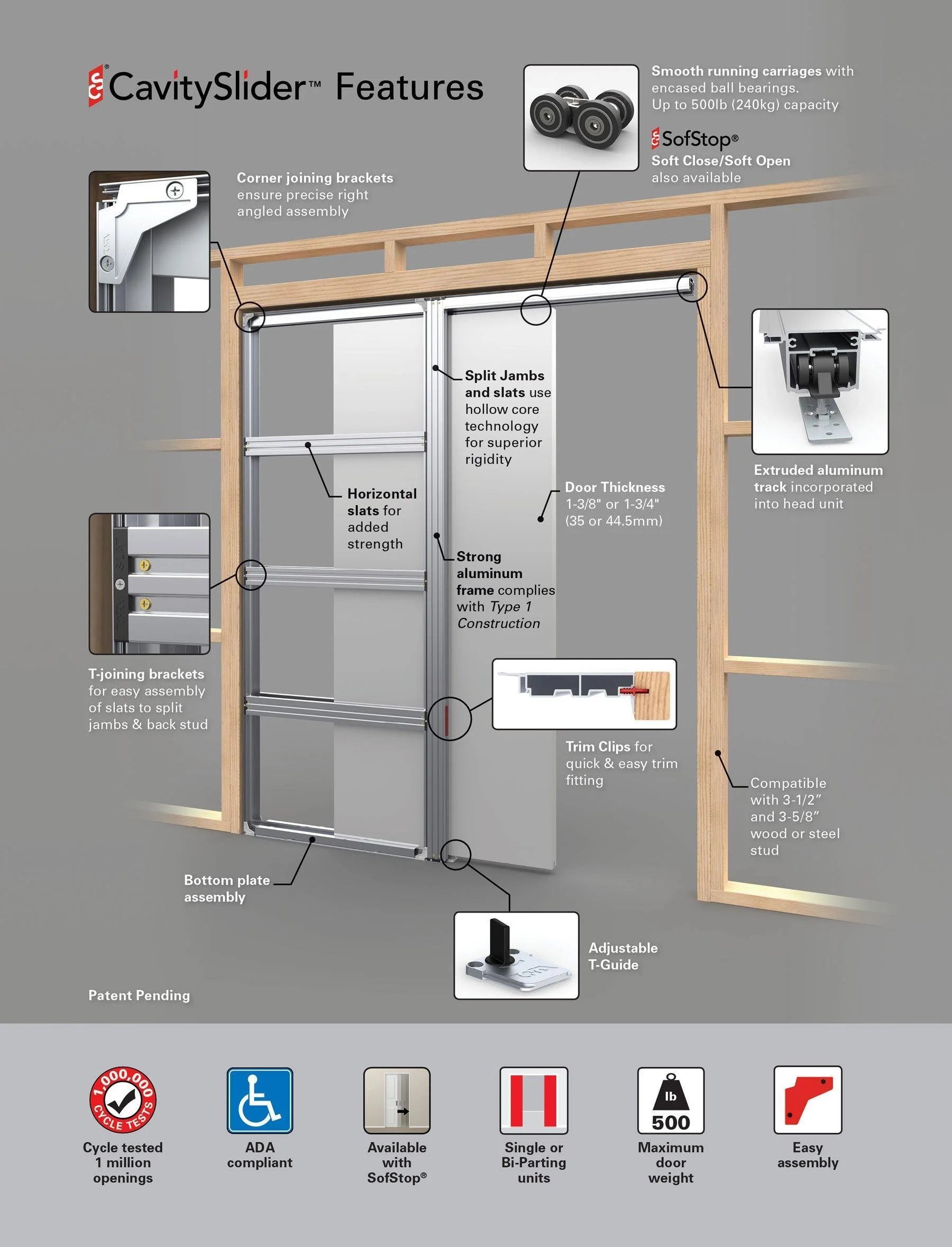 CS Cavity Slider Pocket Door 4" Frame