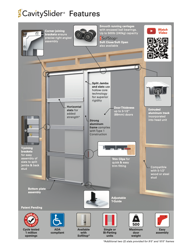 CS Ultimate Cavity Slider Pocket Door 6" Frame